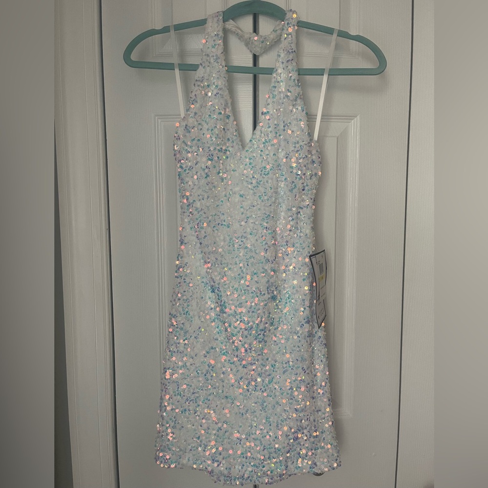 sequin halter dress